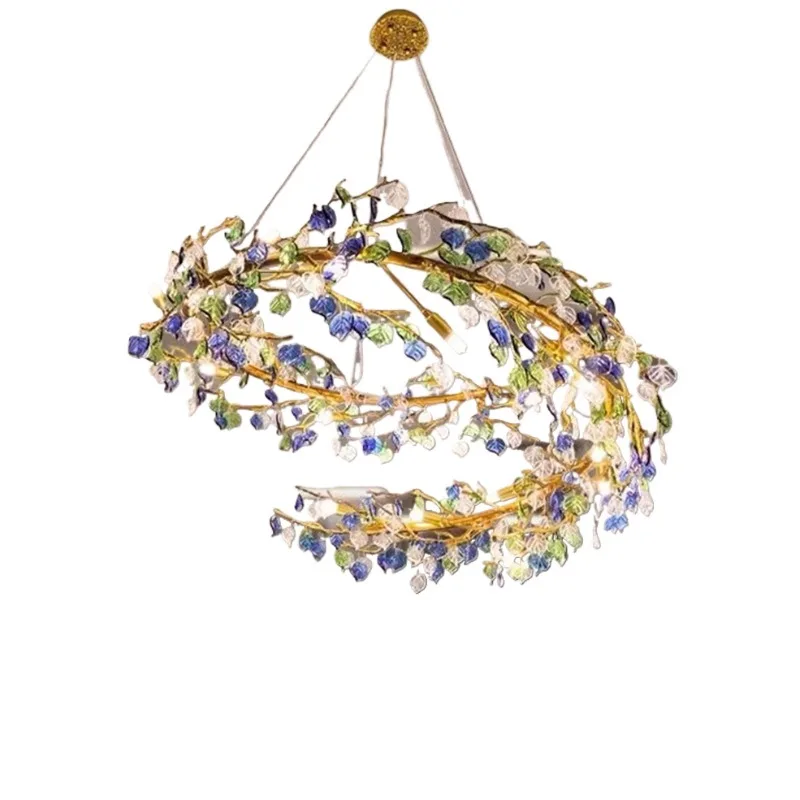 Moderne blauwe glazen kroonluchter Scandinavische kroonluchter eetkamerlamp