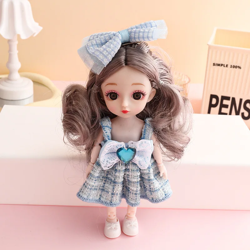 

16cm BJD Doll 13 Joint Movable Cute 3D Big Eye 1/12 Dress Up Fashion Baby with Clothes Shoes Children's Girl Princess Doll Gift