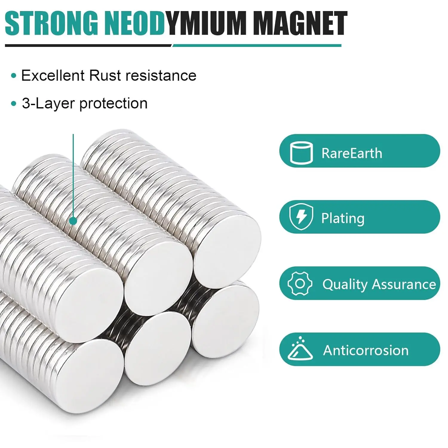 100 Stück 8 x 1 mm starke runde Magnete für Kühlschrank, Heimwerken, Gebäude, Wissenschaftlich, Basteln, Bildung – Detail 3
