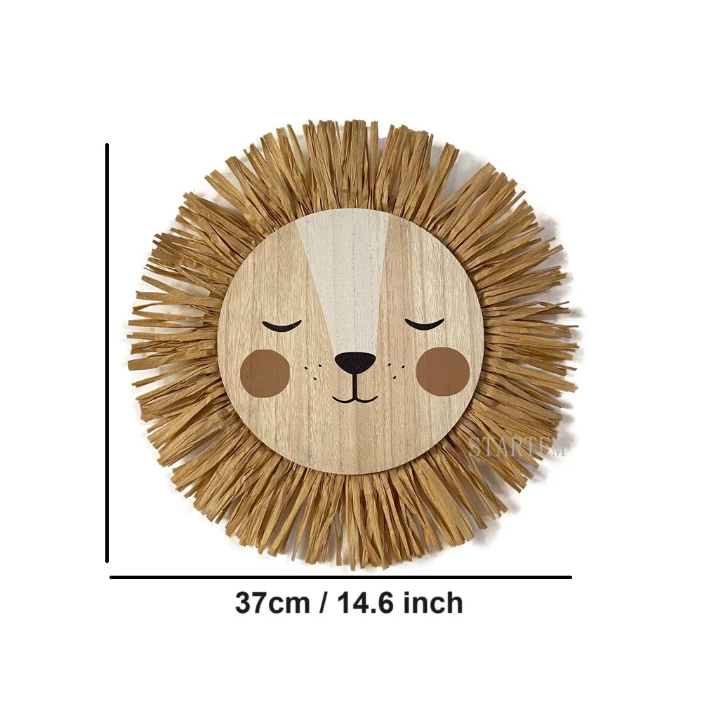 Cute Baby Room Decoration Nordic Animals Cartoon Lion Tiger Nursery Decor Handwoven Baby Girls Boys Room Wall Hanging Decoration