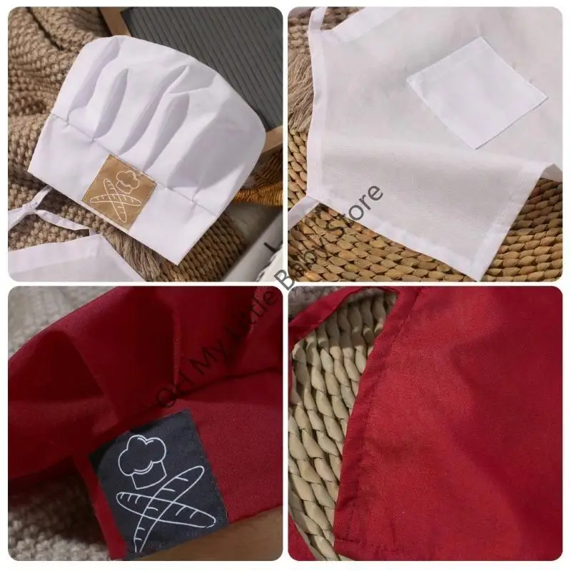 

M76C Baby Cook Theme Clothing Neworns Photography Posps Cook Hat Photoshoots Set Set Unisex Solid Arron & Satching Hat