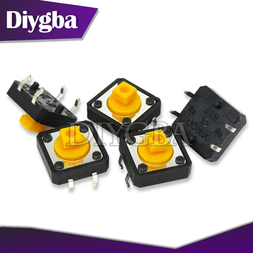 20PCS 12x12x7.3 mm Tactile Switches Yellow diygba Square Push Button Tact Switch 12*12*7.3 mm Micro Switches DIYGBA