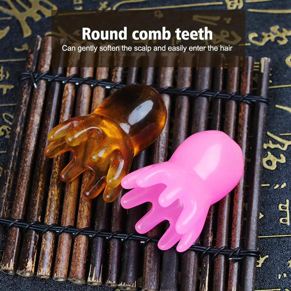 Beeswax Resin Octopus Comb Massage Hair Care Head Dredging Meridian Comb Massage Soft Silicone Brush Head Is Small And Portable