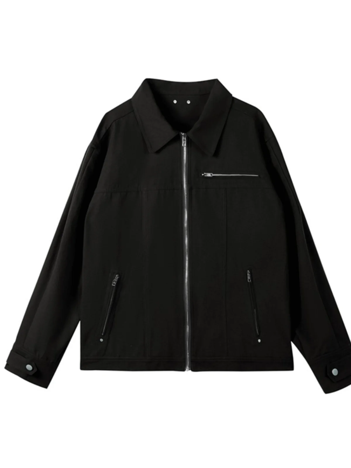 

Американская верхняя одежда на молнии большого размера в стиле ретро, свободная рабочая одежда, летное пальто, длинный све, откидной воротник, обычная длина