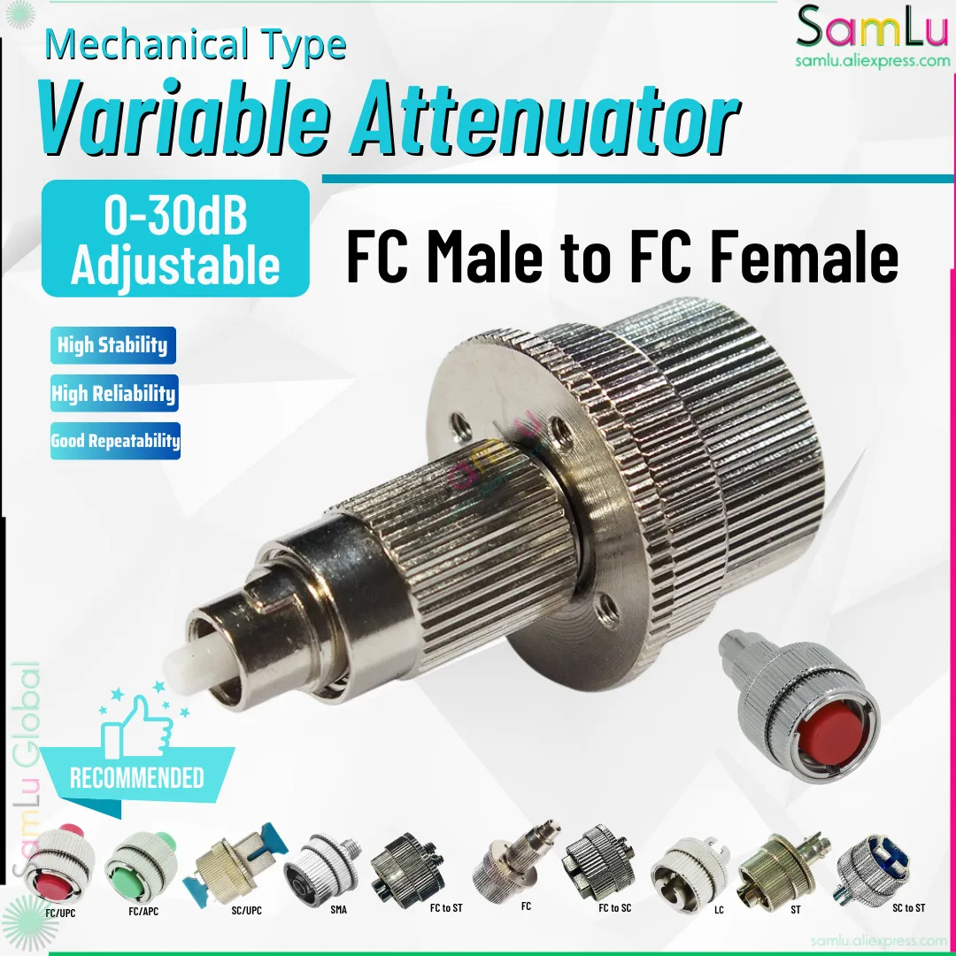 Samlu High Quality Recommend AB232 SC/APC-SC/APC Adjustable Decay Attenuator 0-30dB Variable Fiber Optic Flange