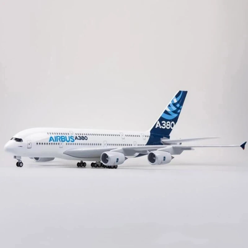 Imagem -03 - Escala 50.5cm Diecast Plástico Resina Avião Airbus 380 A380 Protótipo Modelo de Linha Aérea com Luz e Roda f Coleção 160