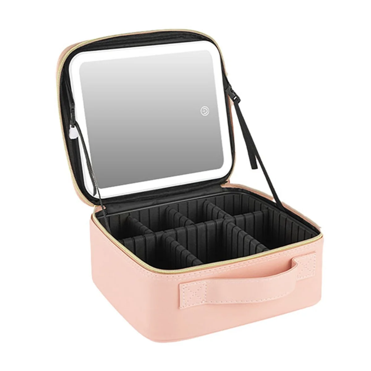 A79I Travel Makeup Bag Cosmetic Bag Makeup Organizer Bag with Mirror Make Up Case of 3-Color LED Lighted Makeup Train Case,B