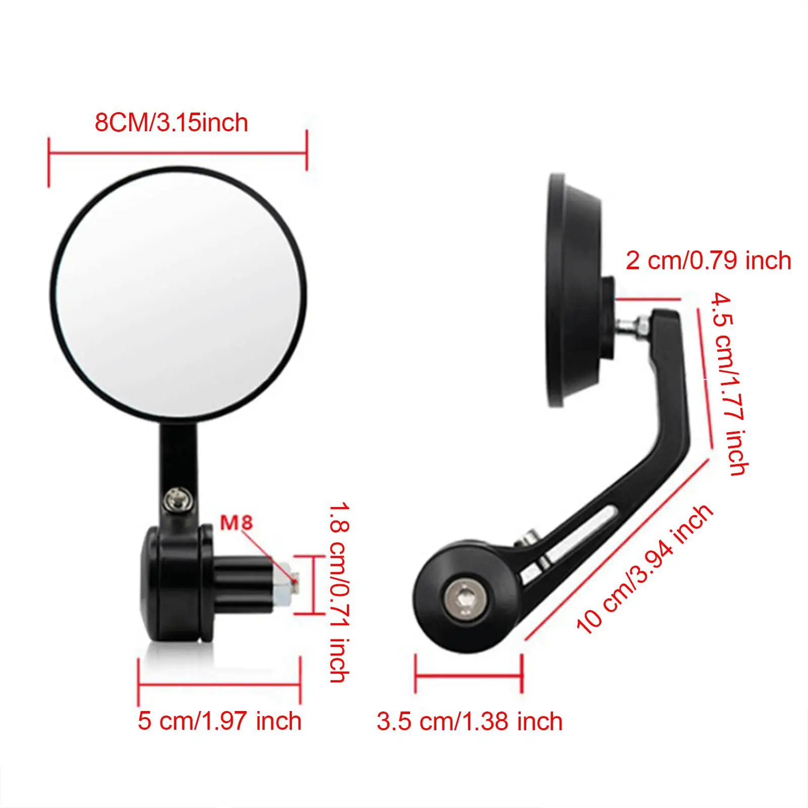 2 قطعة دراجة نارية نهاية بار مرآة مباشرة يستبدل إصلاح أجزاء المحمولة 7/8''