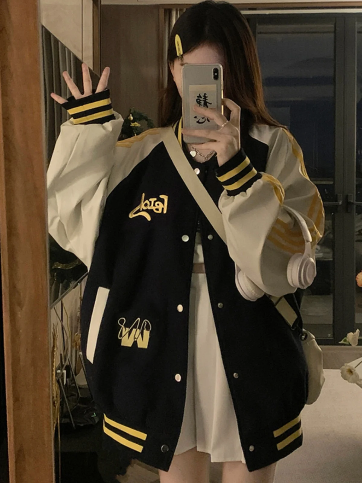 

Baseball Jackets Woman Royal Blue Womens Autumn Porosity Cuffed Stretchy Fishbone Harajuku Bohemian Webbing Lapels Casual Wool