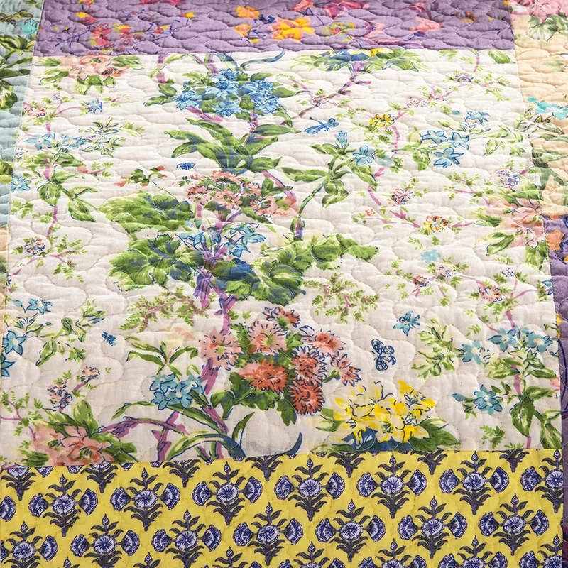 Floral Patchwork Cotton Quilt Set 3PCS Bedspread on the Bed King Queen Size Coverlet Summer Quilted Blanket for Bed Comforter