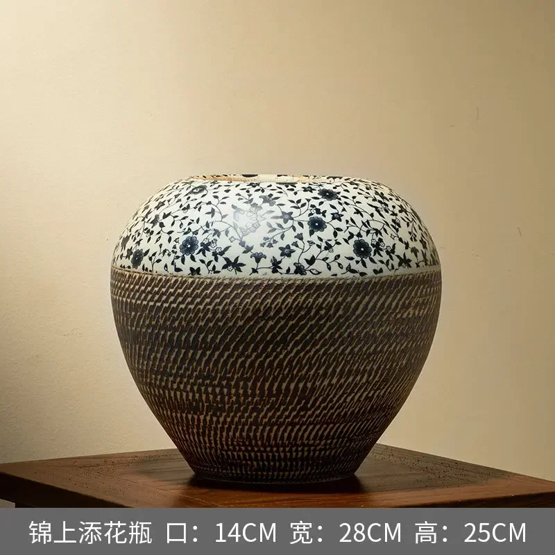 DSA Jingdezhen new Chinese handmade vase living room flower arrangement simulation ceramic pot TV cabinet wine cabinet