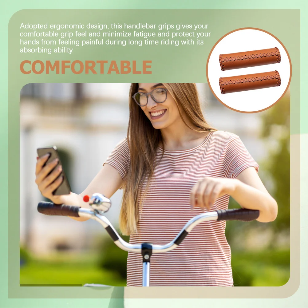 

1Pair Bike Handlebar Grips PU Rubber Ergonomic Durable Comfortable Shock Absorbing Reduces Hand Pain Long Ride