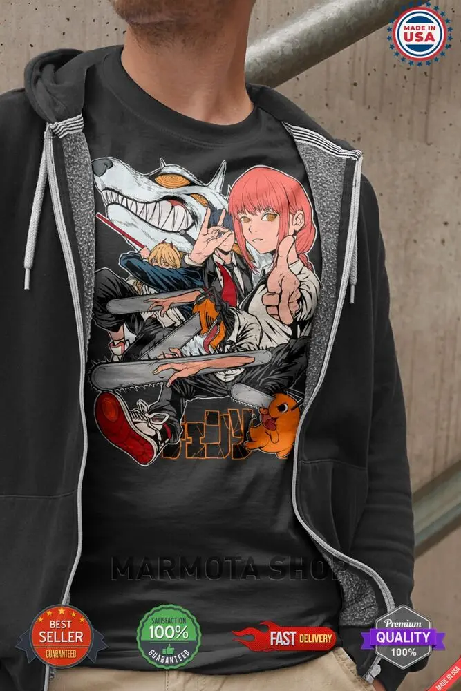 Makima Power Denji Aki Shirt Chainsaw Man Anime Tee T-Shirt Waifu Ecchi Sexy CSM