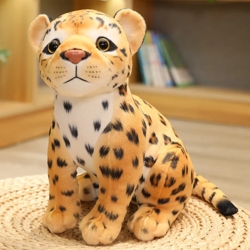 

about 30cm cute plush simulation leopard toy squating or lying leopard doll birthday gift h2995