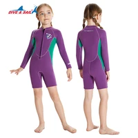 Trajes de neopreno de 2,5mm para niños, traje de baño de manga larga/corta para surf, natación y buceo, mantiene el calor en agua fría