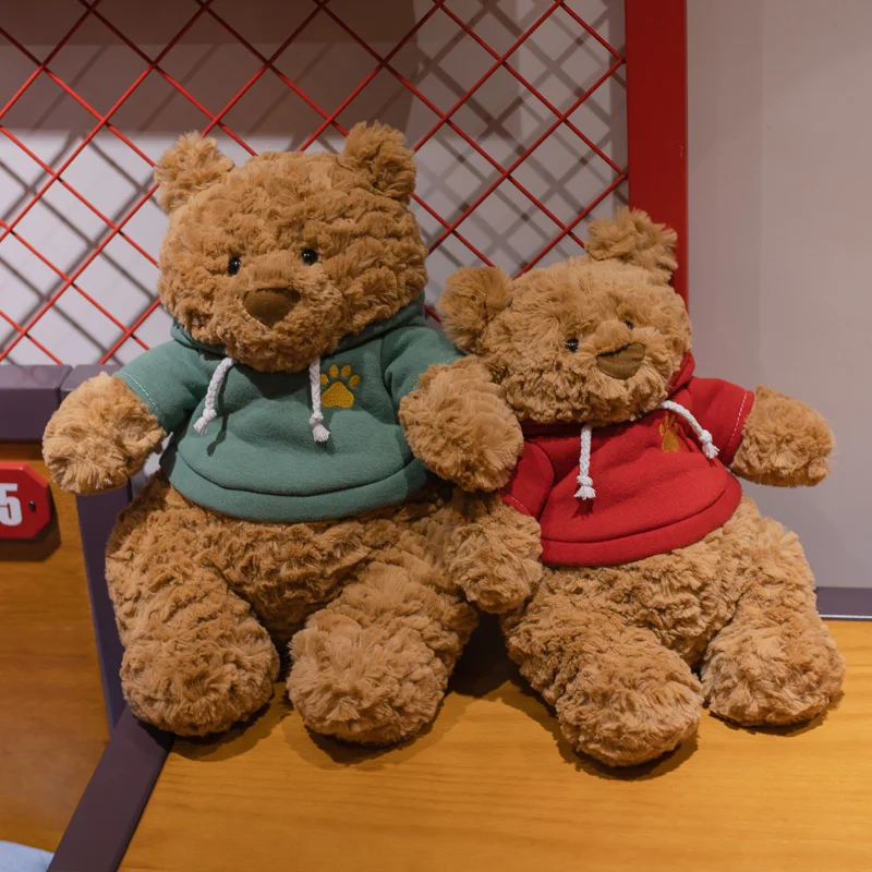 Cartoon Dressed Teddy Bear Hoodie Bear Plush Toy Cute Soft Stuffed Bear Doll Activity Decorations Birthday Gift Christmas Kids