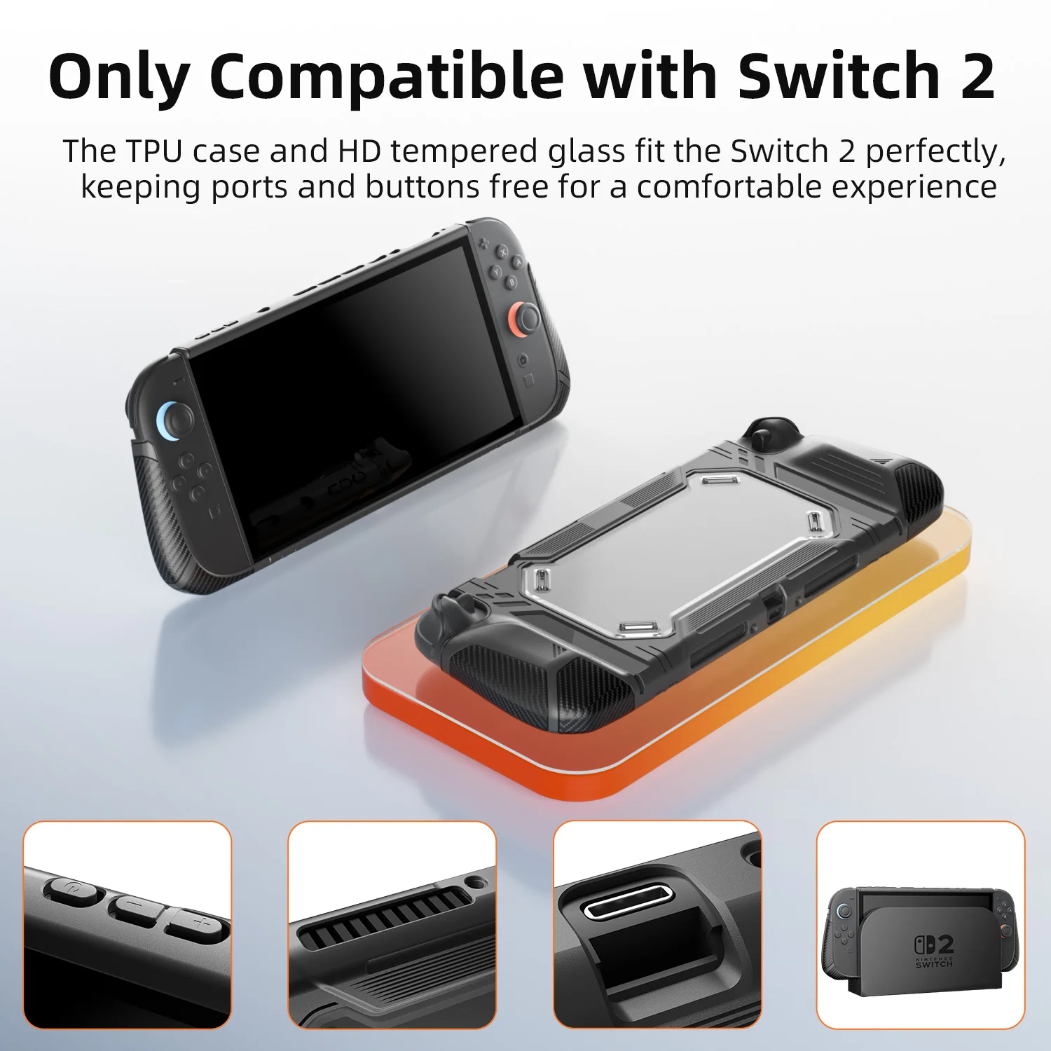AOLION Half Pack Protective Case for Switch 2 Gaming Console TPU Durable Cover for Ninten-do Switch 2