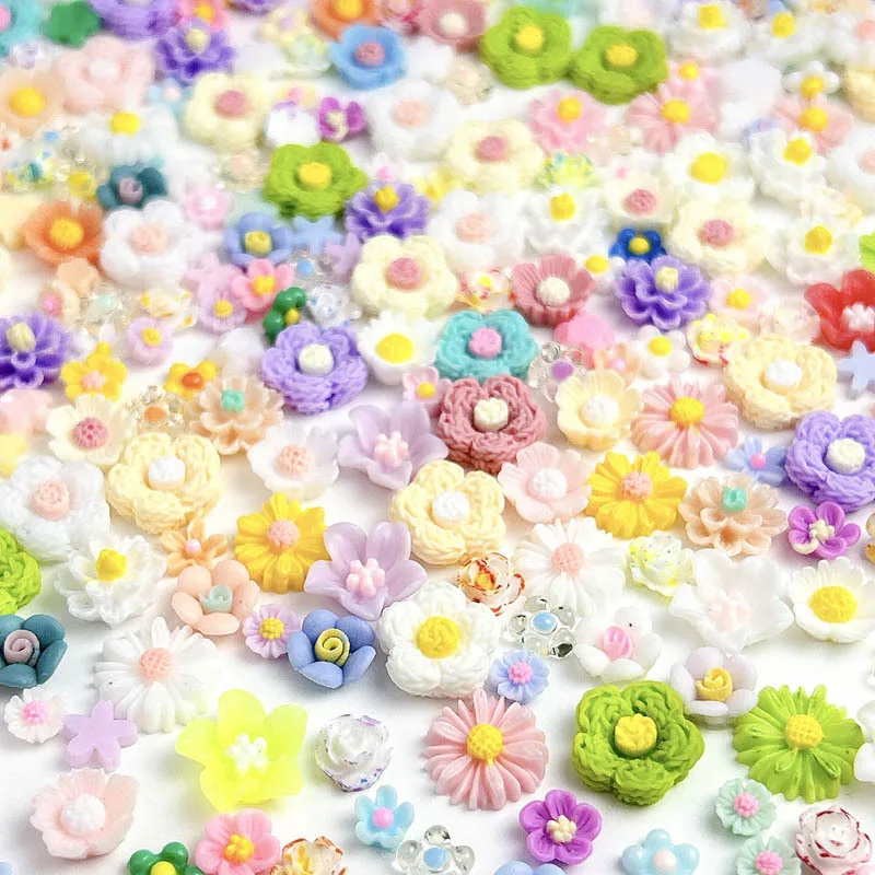 Żywica losowo mieszana Daisy Rose Nail Art Charms Dopamine Flower Series Akcesoria do zdobienia paznokci Ręcznie robiona spinka do paznokci DIY