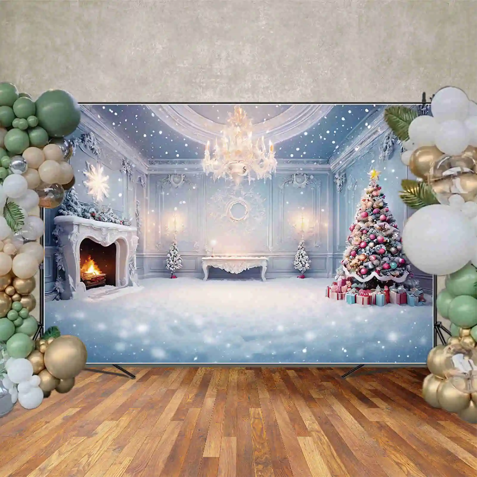 Lua. QG-Fundo De Natal para Sala De Estar, Lareira, Enfeites Congelados, Fundo De Neve, Decoração De Festa, Acessórios De Fotografia