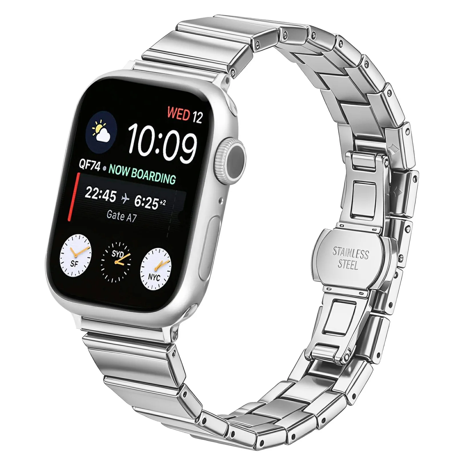 Watch Band For Apple Watch Series 11 10 42mm / 9 8 7 41mm / SE3 SE2 SE 6 5 4 40mm / 3 2 1 38mm , 18mm Stainless Steel One-Beaded