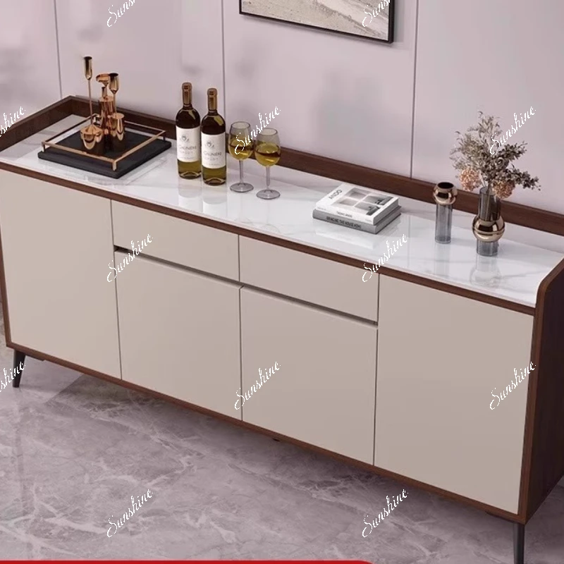 

Solid wood dining side storage cabinet against the wall integrated living room sideboard slate