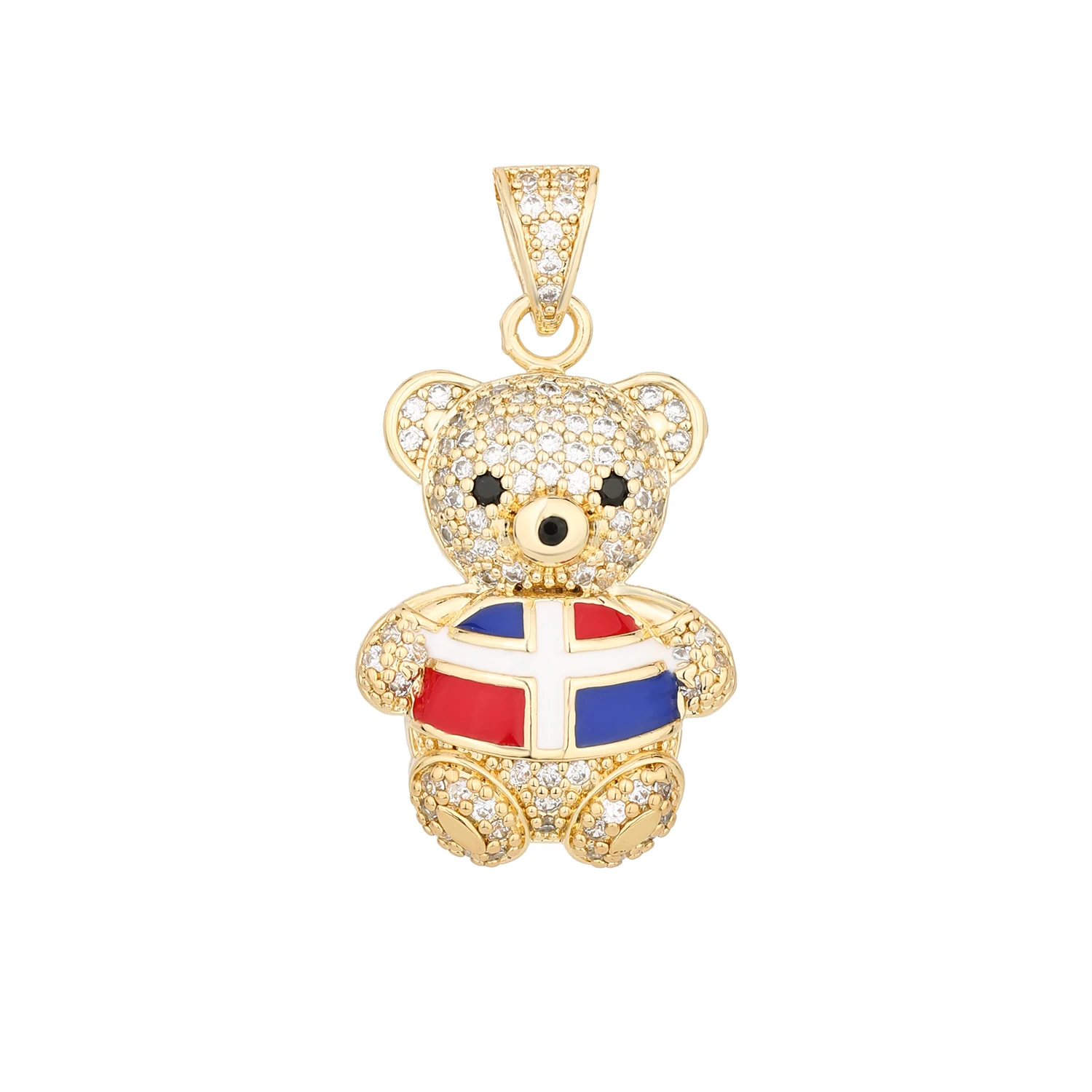 Free shipping New creative 14K gold-plated cute shirt bear map flag Dominican zircon copper pendant anniversary gift