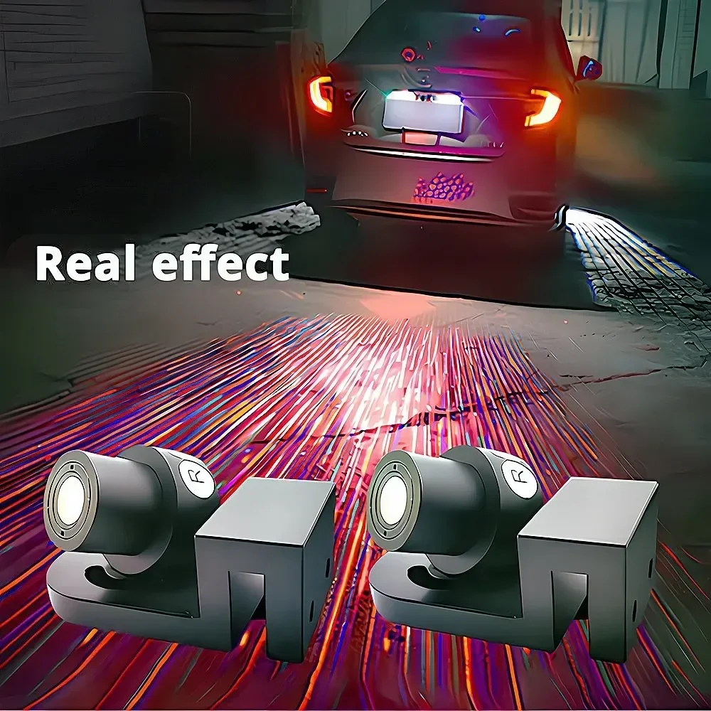 2X Angel Wings Atmosphere Welcome Carpet Led Projector Door Light Strobe Warning Tail Ambient Auto Decorative License Plate Lamp