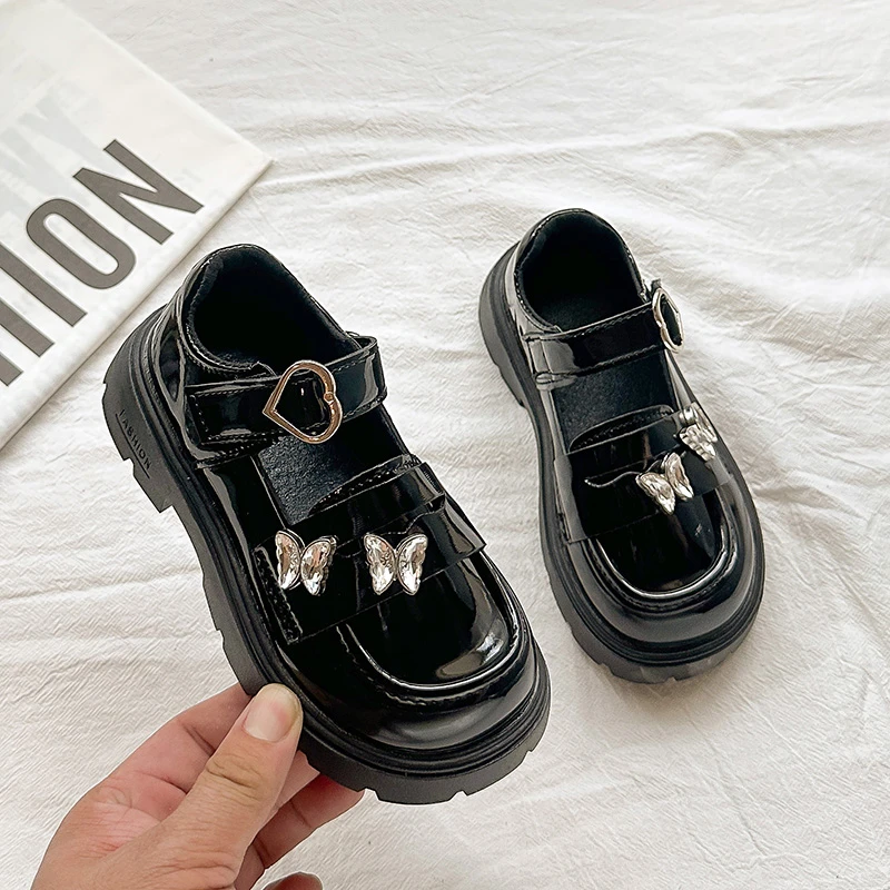 

Girls Leather Shoes for Party Wedding Kids Princess Shoes with Bow-knot Soft Bottom Anti-slippery Children Performance Shoes