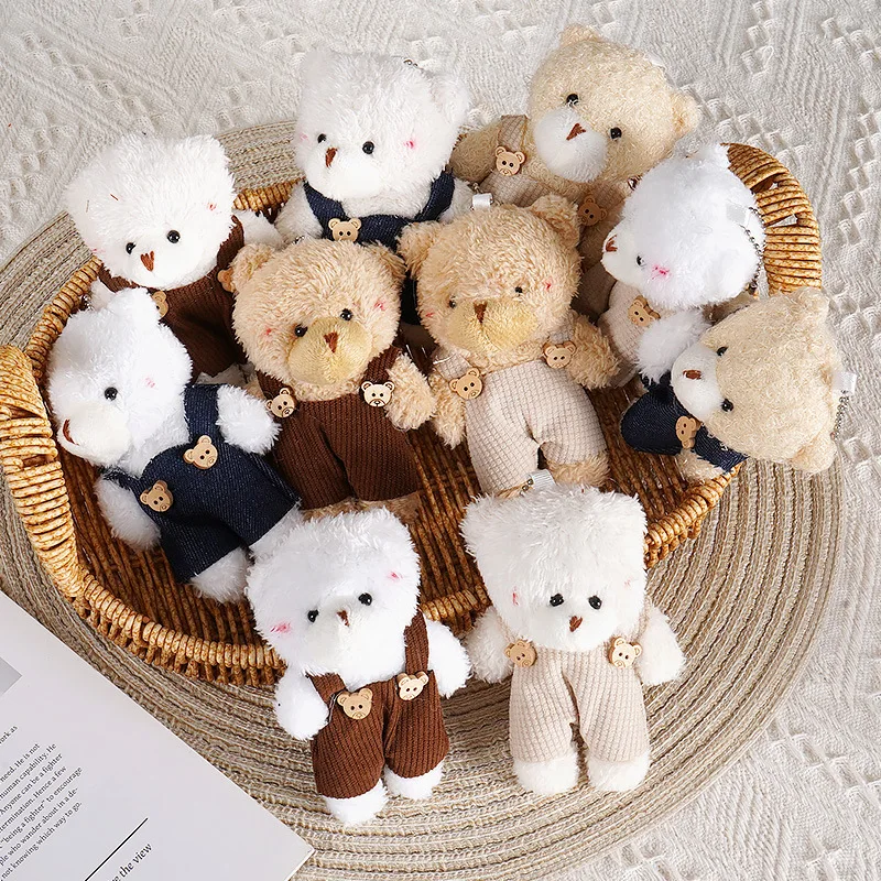 50pcs/lot Plush Teddy Bears Toys Pendant Animal Stuffed Dolls Kawaii Girl Mini Bear Key chain Bag Pendant Children Party Gifts