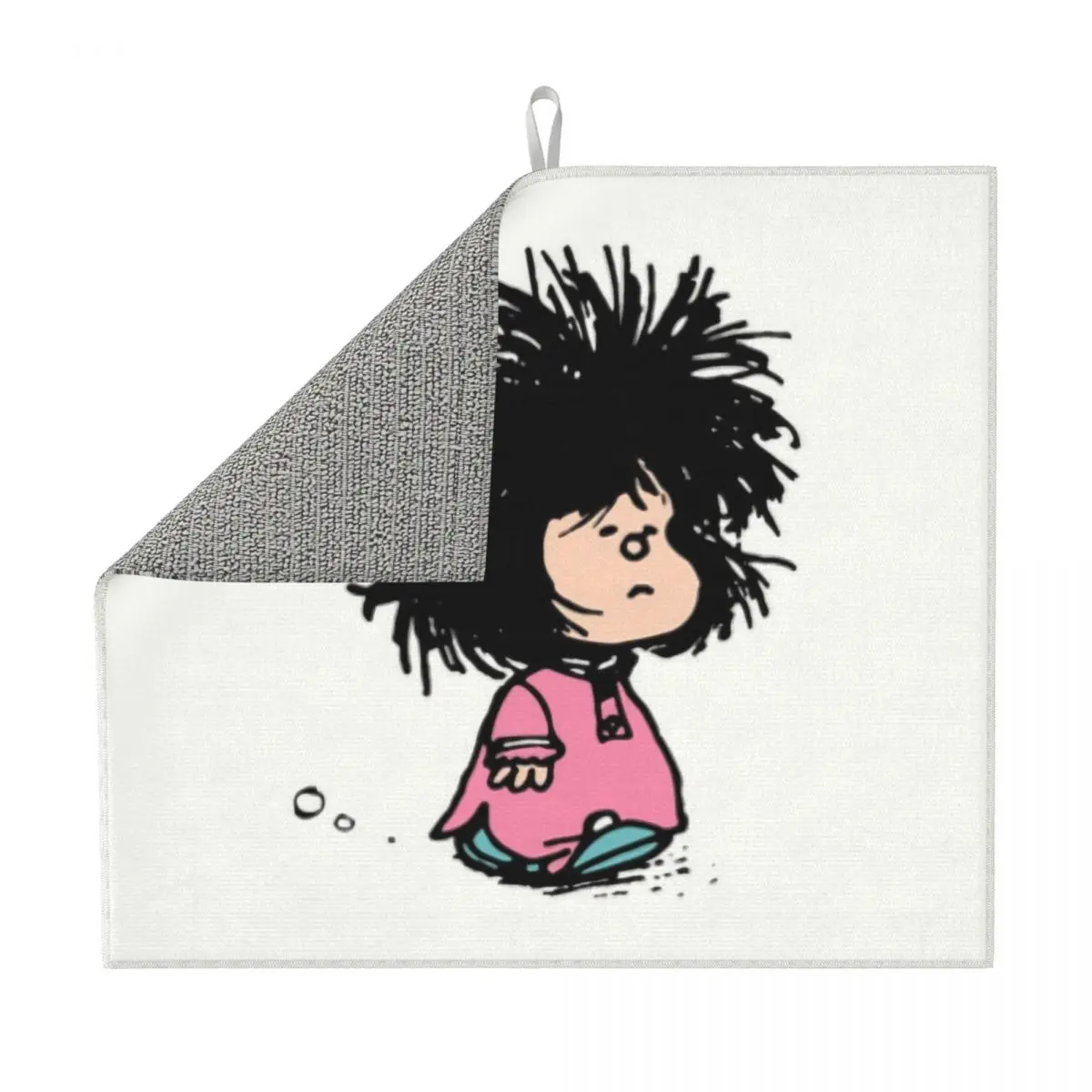 Humor Manga Mafalda Dish Drying Mat for Kitchen Absorbent Fast Dry Quino Argentina Cartoon Microfiber Drainer Pads