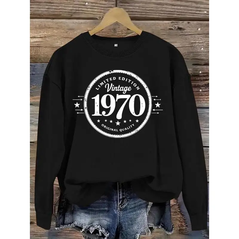 

Women's 1970 Vintage Edition Sweatshirt Born In 1970 Original Quality Birthday Gift Retro Style Pullover