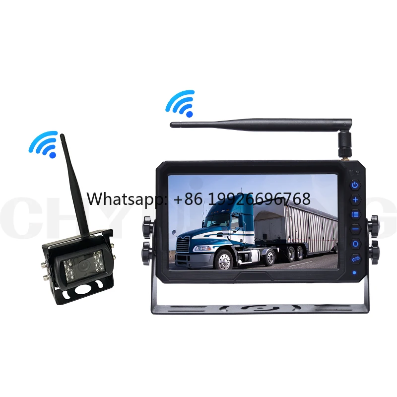 7-Inch Wireless Truck Monitor System DVR Backup Camera 1/2/4 Channel Car Camera System Waterproof Reverse Tracking Split Screen
