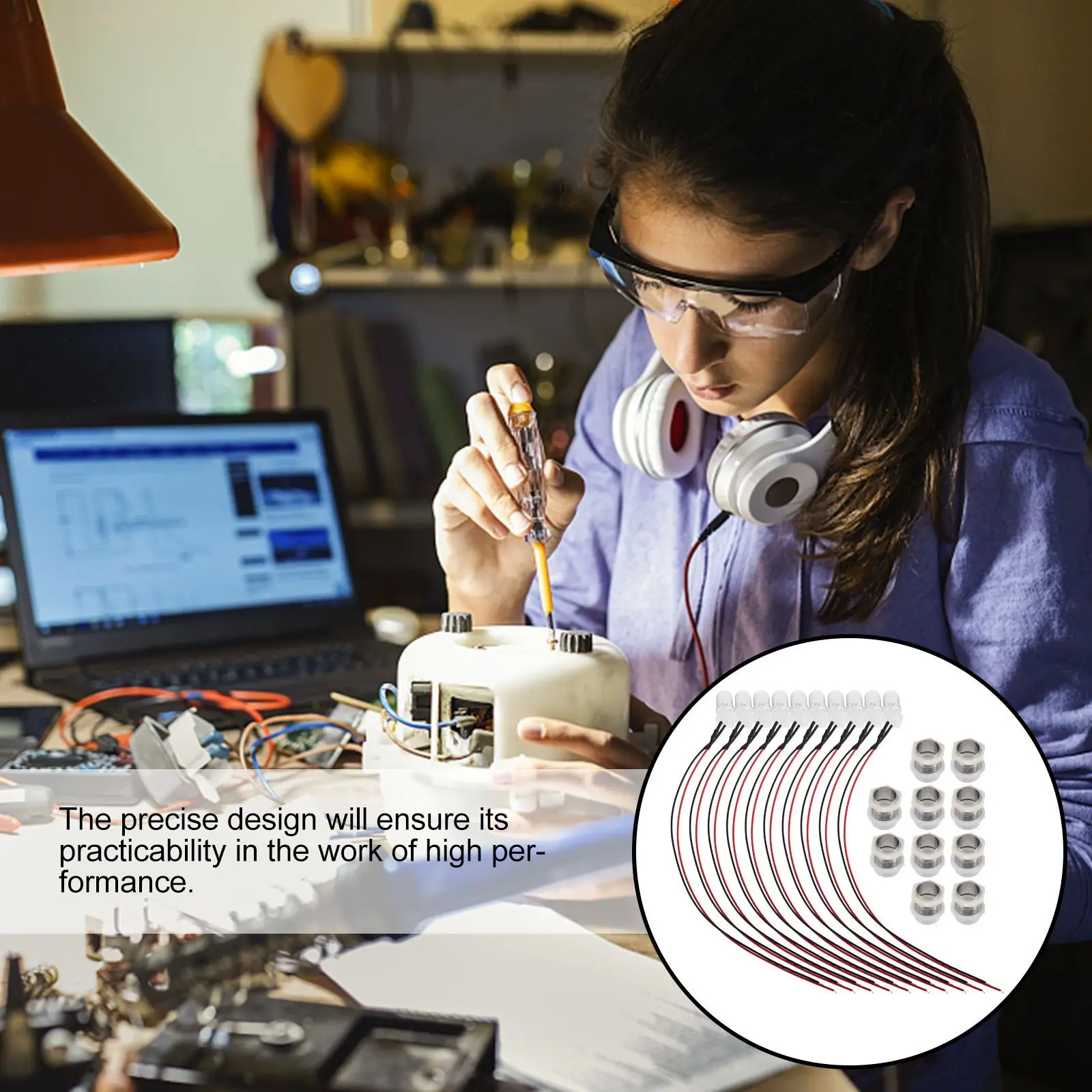 

10Pcs LED Lamp Light-Emitting Diode Metal Base for DIY Electronic Experiments Signal Indicator 6V-12V Flash Light