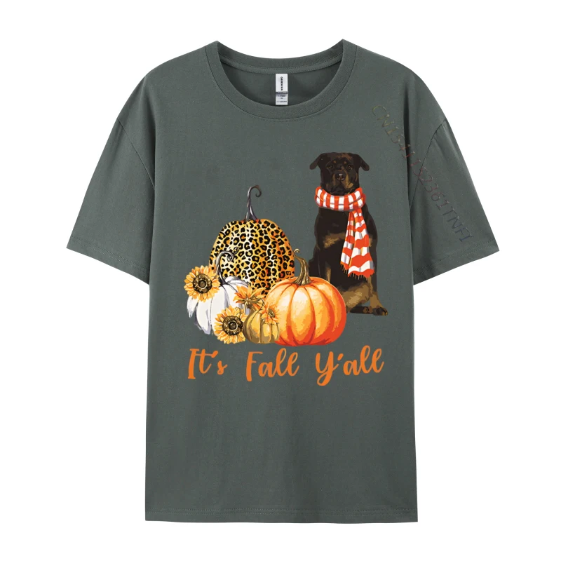 Its Fall Yall Rottweiler Dog Leopard T-shirt Black Cotton Tees for Men Novelty T Shirt Gothic Plain image 4