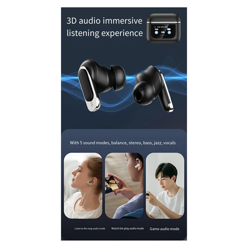 TWS Bluetooth 5.3 หูฟังบลูทูธ In-Ear V8 หน้าจอสัมผัสสีเต็มรูปแบบชุดหูฟังกีฬาตัดเสียงรบกวนไร้สาย True