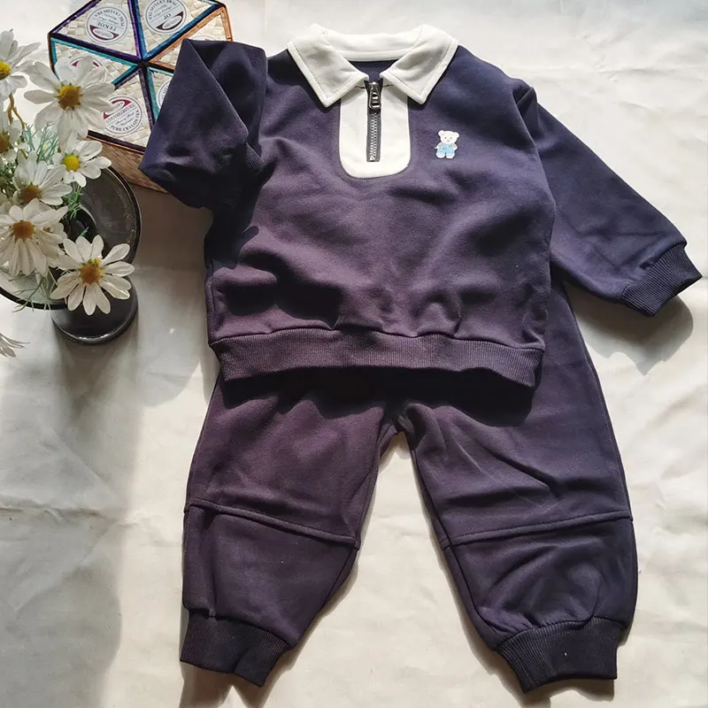 2-6Y primavera autunno moda ragazza fiocco per bambini top a maniche lunghe + pantaloni svasati solidi 2 pezzi felpa in cotone per bambini Set tuta