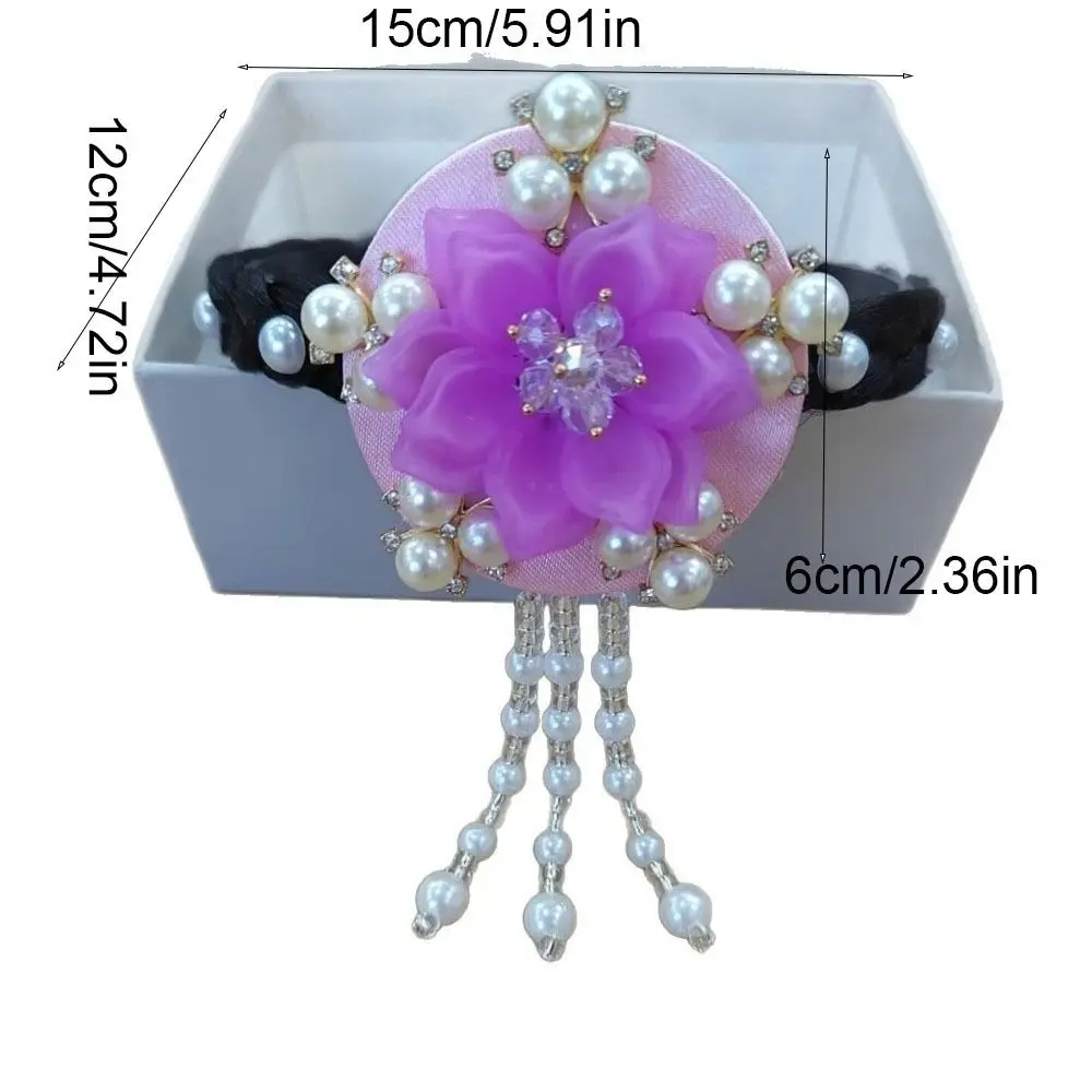 Ретро цветок корейская повязка на голову с кисточками традиционная повязка для волос ханбок головной убор жемчужный сценический обруч для волос женский