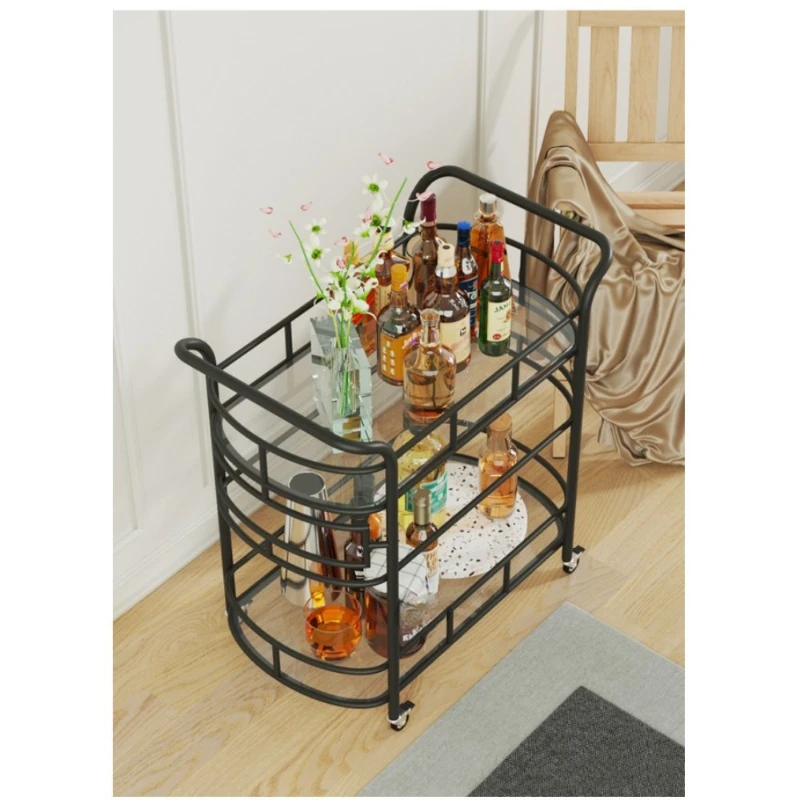 Wrought iron trolley/2-story service cart Bar, restaurant Locker Storage rack