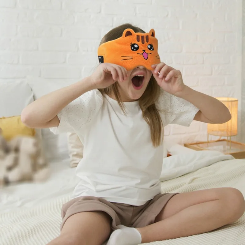 Soft Kids Animal Headband Activate SIRI Hi-Fi Stereo Bass Music Sleep Eye Mask Wireless Bluetooth-compatible Headphones with Mic