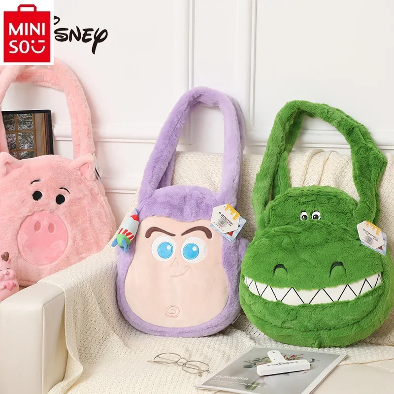 MINISO Disney Cartoon Anime Bath Lightyear Doll Shoulder Bag Student Large Capacity Sweet Versatile Storage Handbag