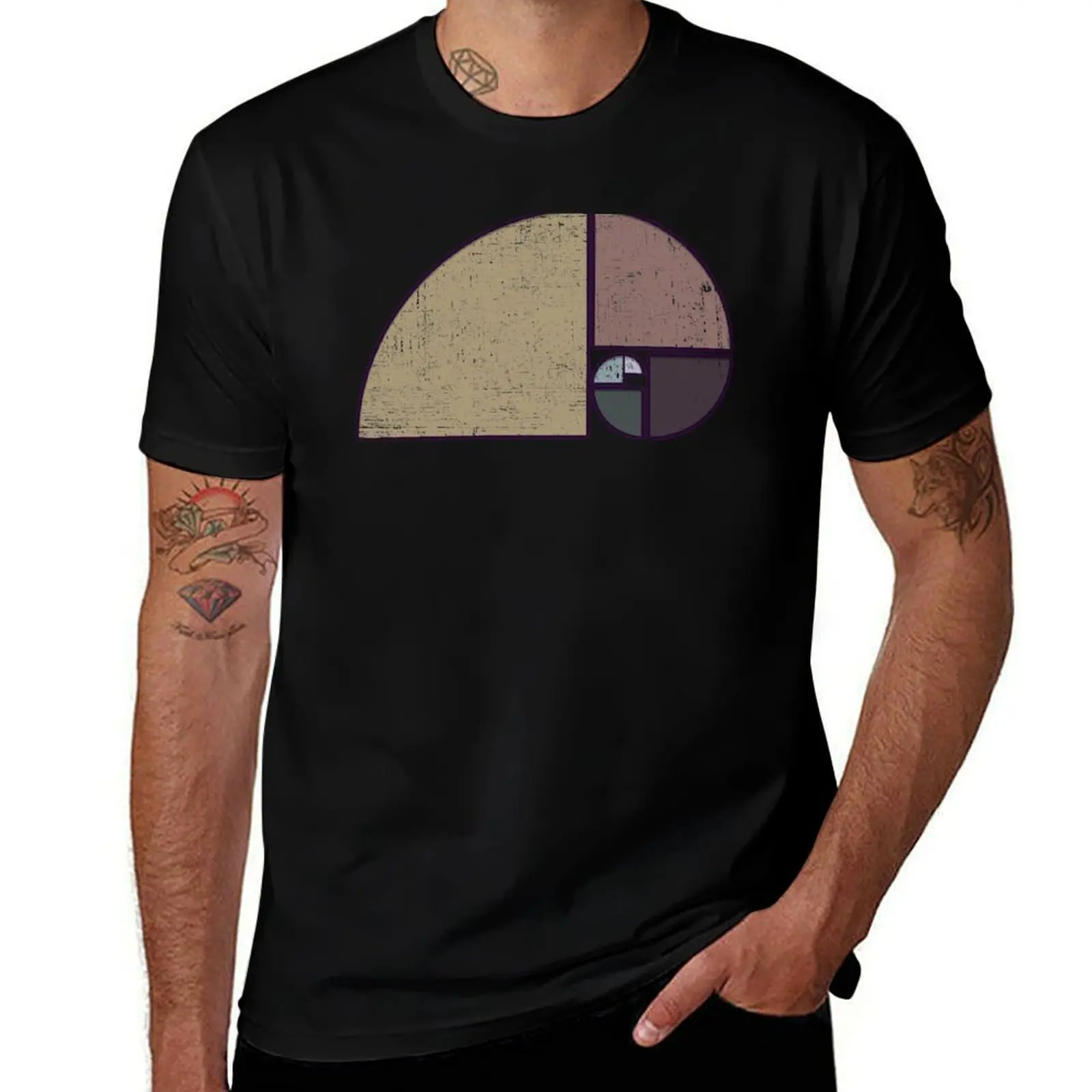 

Fibonacci - The Golden Spiral in Geometry with Earth tones T-Shirt t shirts designer man t shirts high quality luxury brand