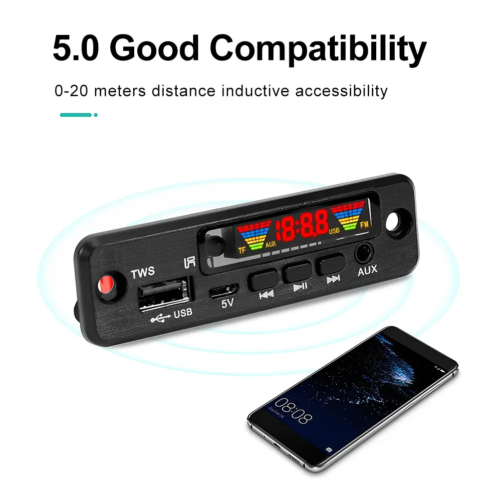 DC3.7-5V TWS Wireless Interconnect Bluetooth MP3 Decoder Board Lossless Audio FM Infrared Remote Control Speaker Accessories