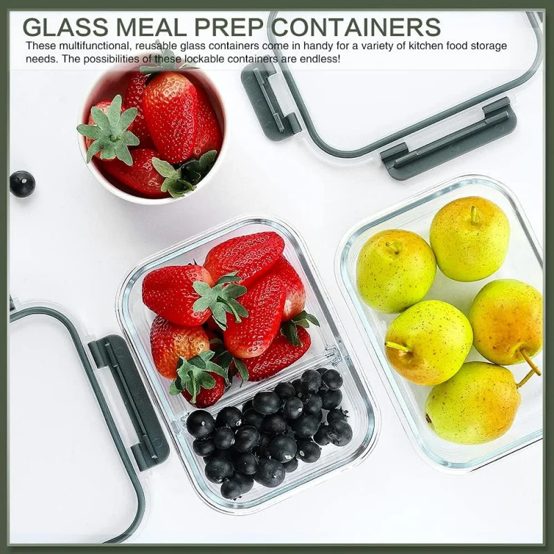 

10-Pack 30-Oz Glass Food Storage Containers with Airtight Lids Microwave Safe Bento Boxes for Lunch