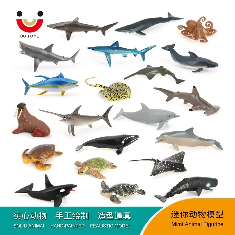 Mini Sea Life Model Whale Shark Turtle Dolphin Small Animal Toy Set Science and Education Cognitive Ornament