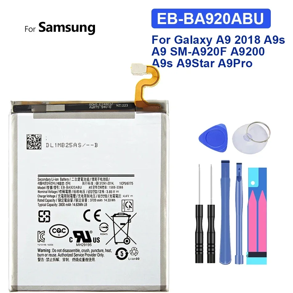 EB-BA920ABU 3800Mah Battery For Samsung Galaxy 2018 A9s Star A9star A9 Pro A9pro SM-A920F A9200 Batteria