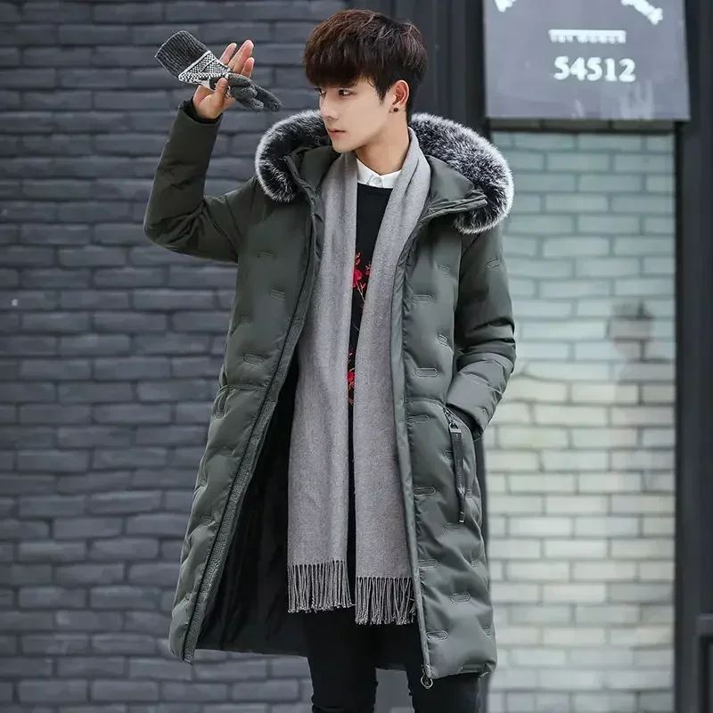 Middle Length Men\'s Coats Winter Thick Male Down Jackets Warm Stylish Joker Clothing Fashion 2024 Harajuku On Offer Deals New In