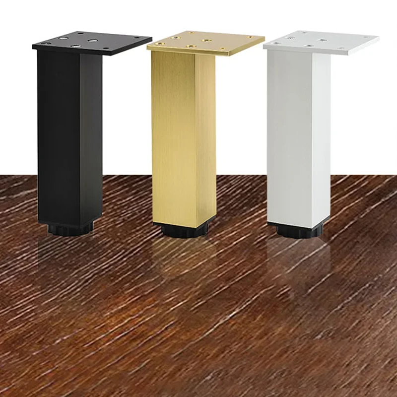 4Pcs Adjustable Furniture Legs, Aluminum Alloy Sofa Bed Table Cabinet Feet, Black/Gold/White Square Tube Leveling Support Feet