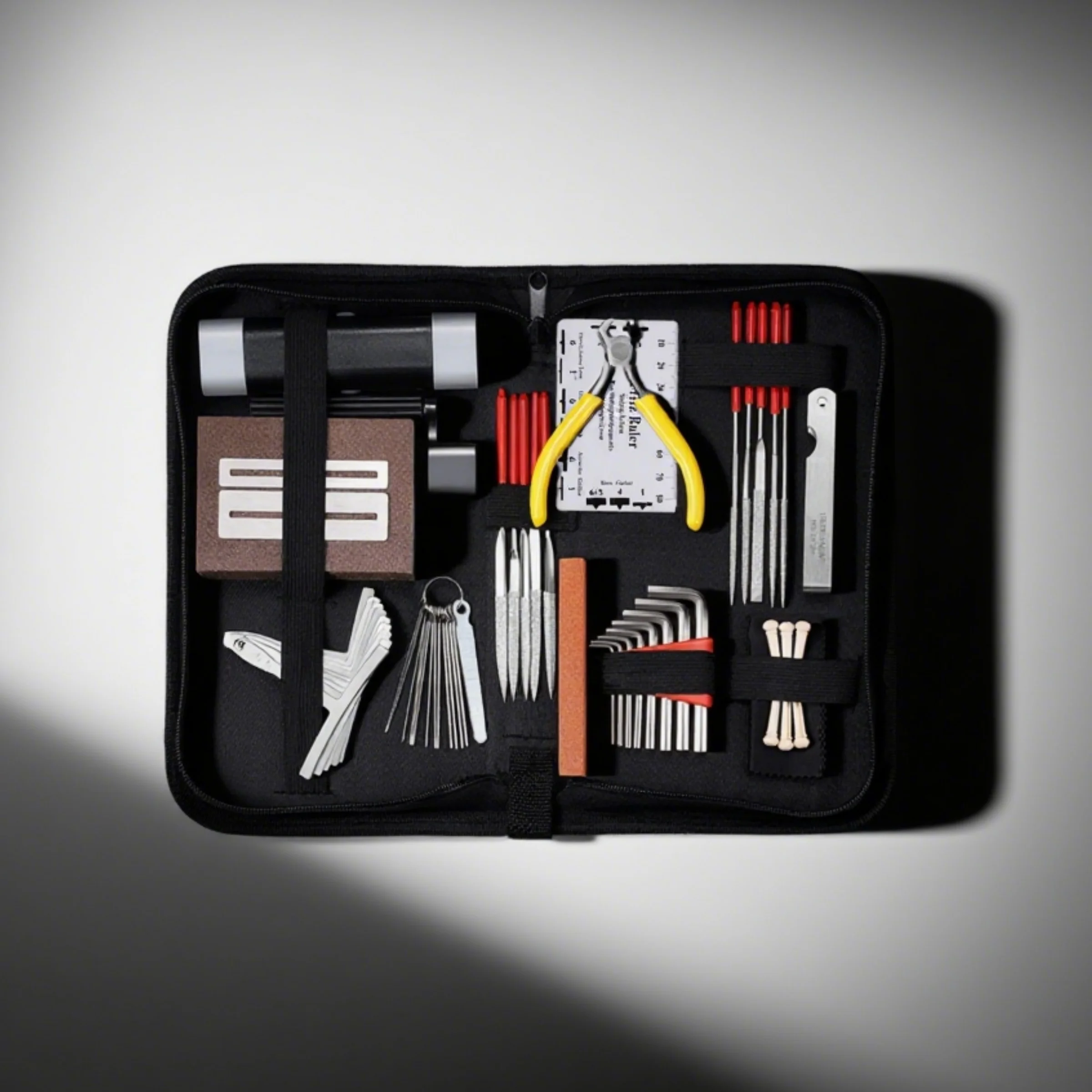 

1 Set Guitar Repair Maintenance Tools Kit with Carry Bag String Action Ruler Luthier File Guitar Bridge Pins Luthier for you