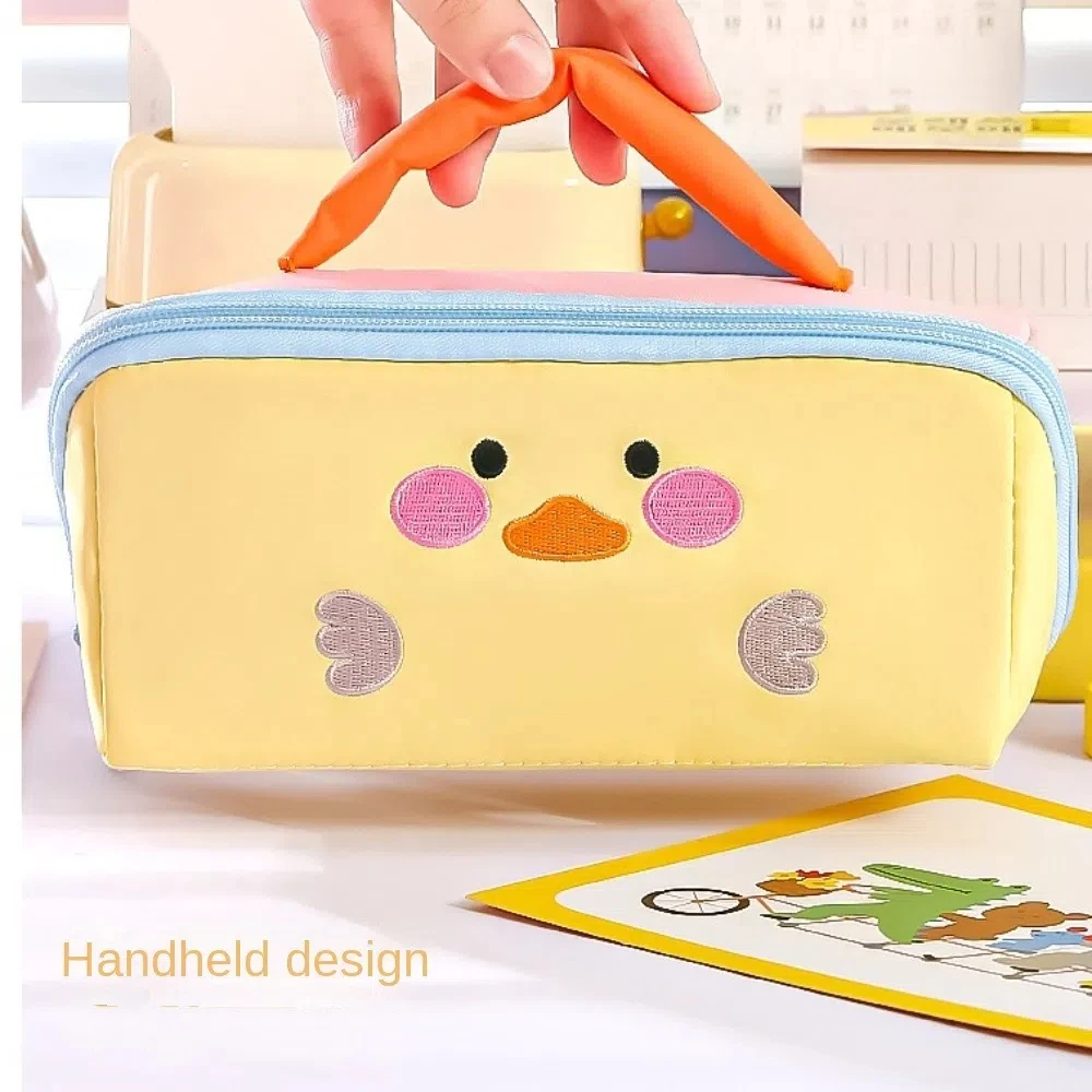 

Large Capacity Cartoon Pencil Case Duck Rabbit Dinosaur Cosmetics Storage Stationery Storage Bag Handheld Zipper Makeup Bag