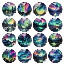 Handmade Northern Lights North Pole Photo Glass Cabochon Flatback Charms Demo Flat Back Cameo For Diy Jewelry Making Accessories